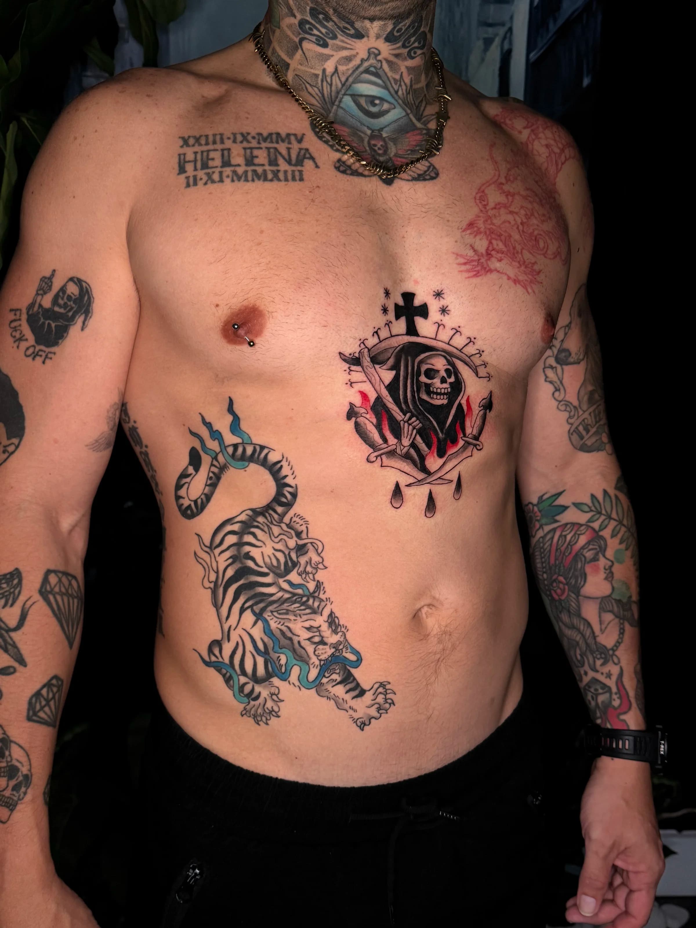 Traditional tiger and reaper combination
